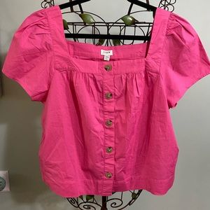 JCrew Square Neckline Button Front Cropped Top